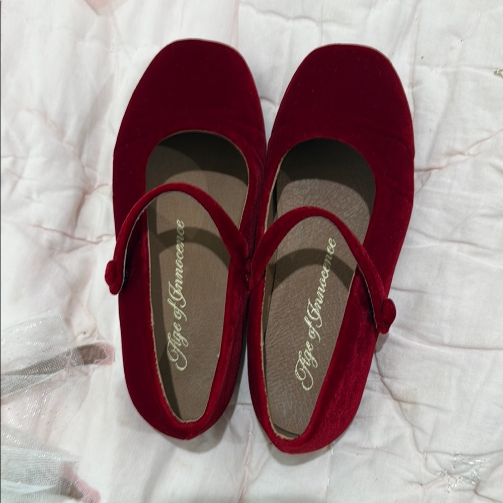 Red Velvet Mary Jane Flats